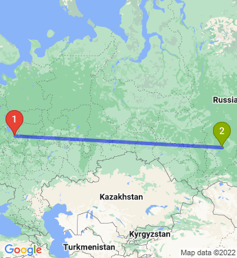 Маршрут из Ярославля в Красноярск