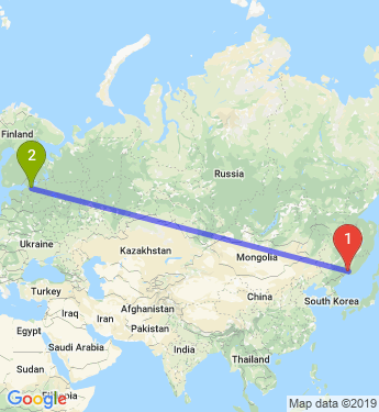 Маршрут из Уссурийска в Санкт-Петербург