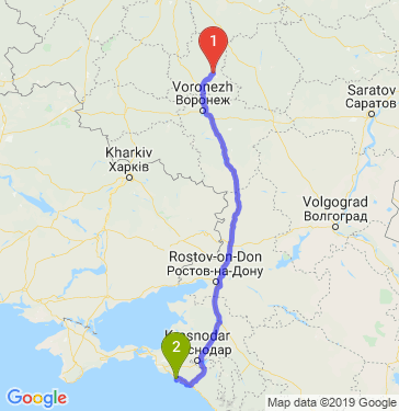 Маршрут из Липецка в Дивноморское