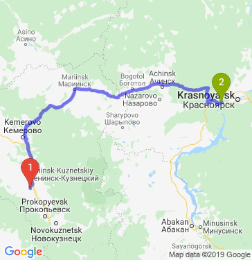 Маршрут из Белова в Дивногорск