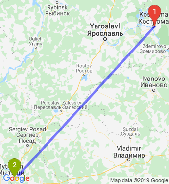 Маршрут из Костромы в Королев
