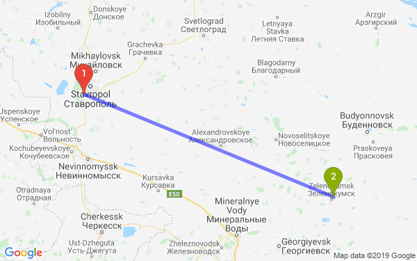 Маршрут из Ставрополя в Зеленокумск