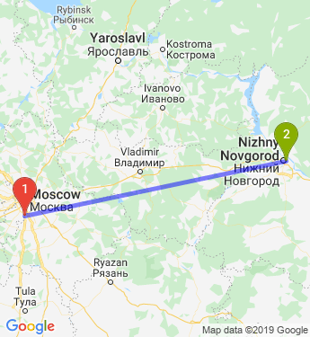 Маршрут из Москвы в Нижний Новгород