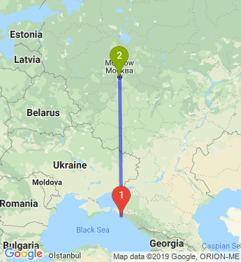 Маршрут из Новороссийска в Москву