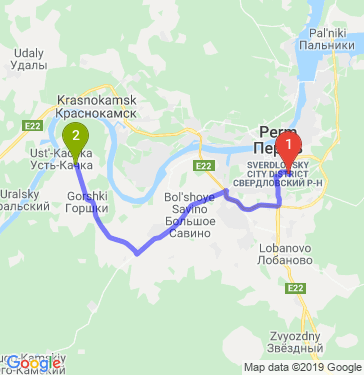 Маршрут из Перми в Красный Восход