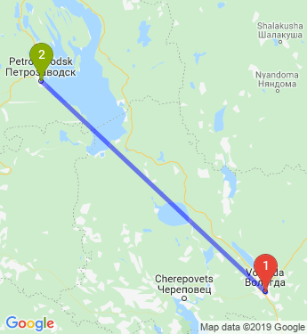Маршрут из Вологды в Петрозаводск