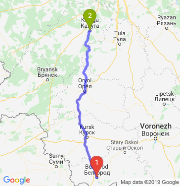 Маршрут из Белгорода в Калугу