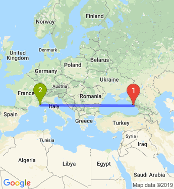 Маршрут из Сочи в Ниццу