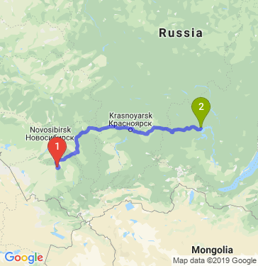 Маршрут из Барнаула в Братск