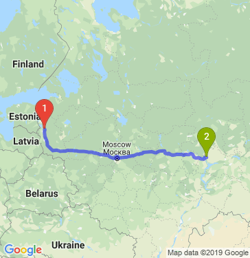 Маршрут из Пскова в Казань