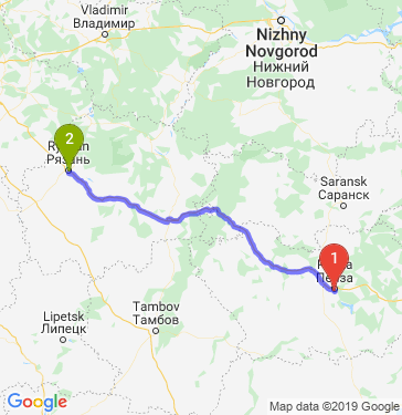 Маршрут из Пензы в Рязань