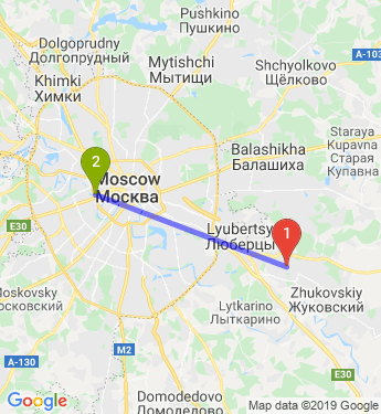 Маршрут из Малаховки в Москву