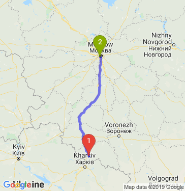 Маршрут из Белгорода в Москву