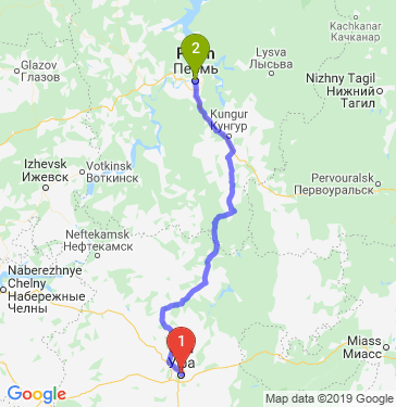 Маршрут из Уфы в Пермь