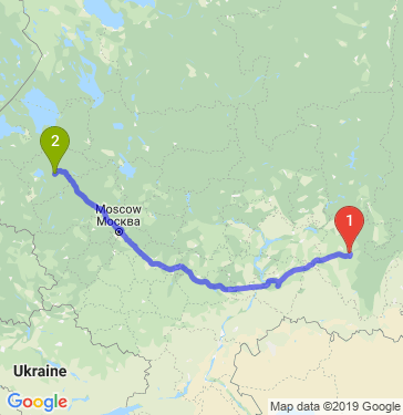 Маршрут из Уфы в Крестцы