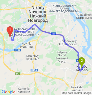 Маршрут из Нижнего Новгорода в Кстово
