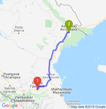Маршрут из Грозного в Астрахань