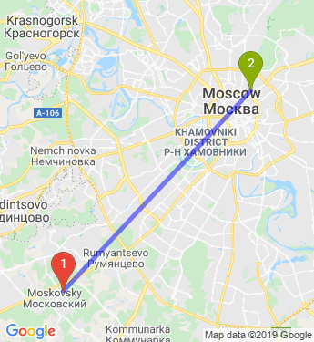 Маршрут из Московского в Москву