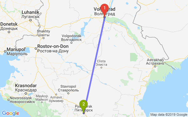 Маршрут из Волгограда в Пятигорск