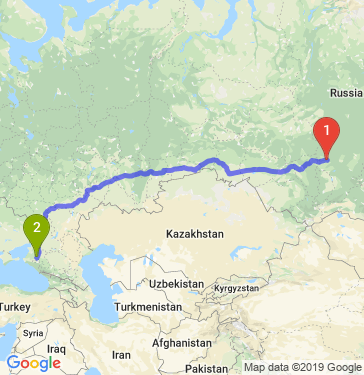 Маршрут из Ачинска в Кореновска