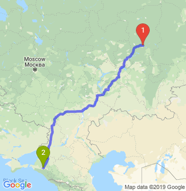 Маршрут из Перми в Краснодар