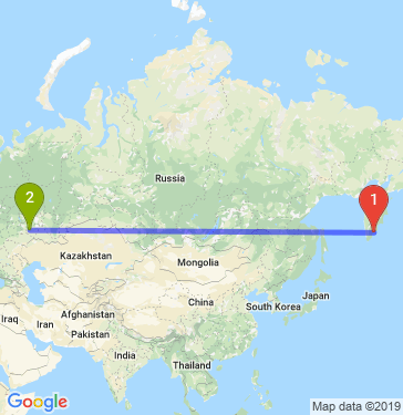 Маршрут из Петропавловска-Камчатского в Тольятти