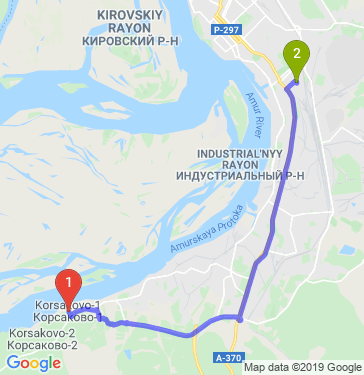 Маршрут из Корсаково-1 в Хабаровск