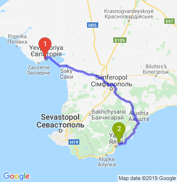 Маршрут из Евпатории в Массандру