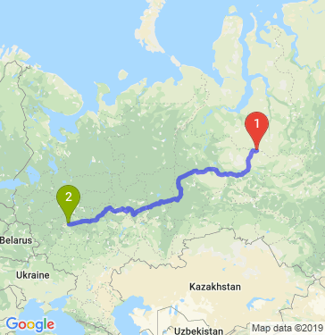 Маршрут из Ноябрьска в Ногинск