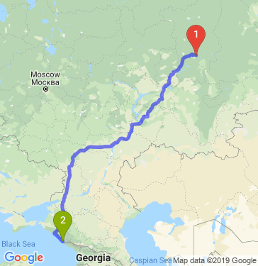 Маршрут из Перми в Сочи
