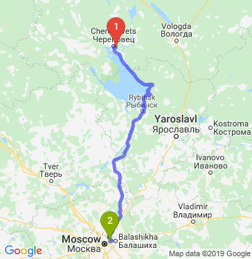 Маршрут из Череповца в Москву