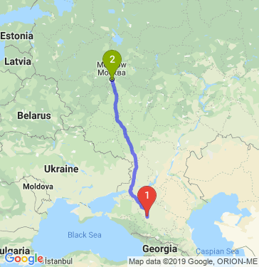 Маршрут из Ставрополя в Москву