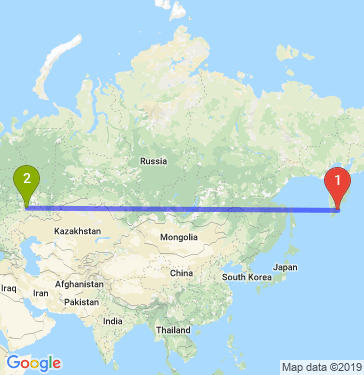 Маршрут из Петропавловска-Камчатского в Тольятти