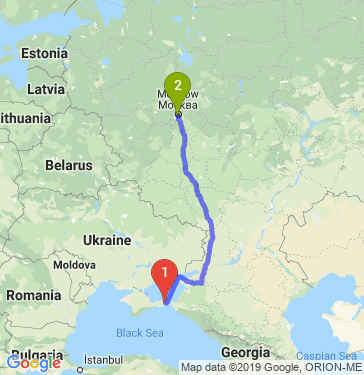 Маршрут из Керчи в Москву