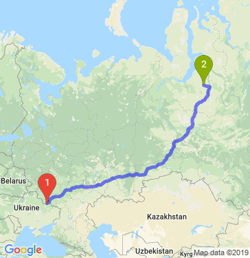 Маршрут из Белгорода в Новый Уренгой