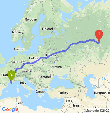 Маршрут из Перми в Марселя