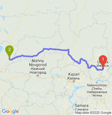 Маршрут из Ижевска в Ярославль