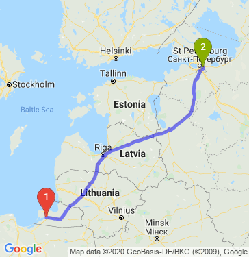 Маршрут из Калининграда в Кудрово