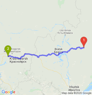Маршрут из Усть-Кута в Красноярск