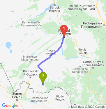 Маршрут из Барнаула в Змеиногорска