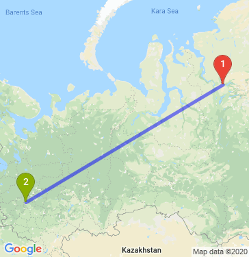 Маршрут из Норильска в Москву