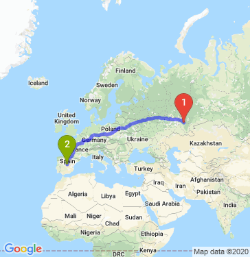 Маршрут из Уфы в Мадрида