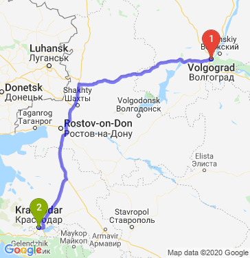 Маршрут из Волгограда в Краснодар