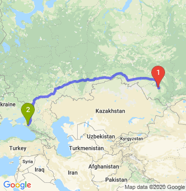 Маршрут из Барнаула в Краснодар