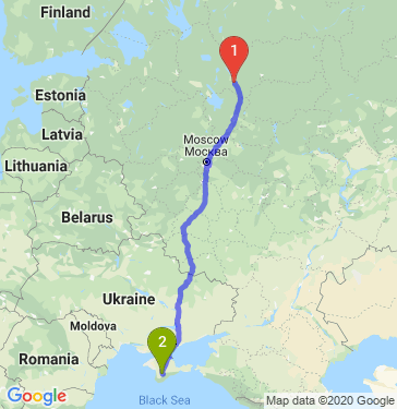 Маршрут из Вологды в Симферополя
