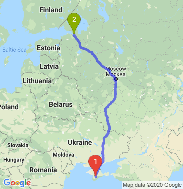 Маршрут из Симферополя в Санкт-Петербург