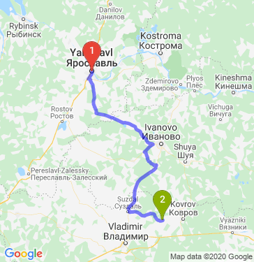 Маршрут из Ярославля в Камешково