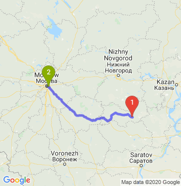 Маршрут из Саранска в Москву