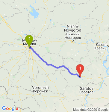 Маршрут из Пензы в Москву
