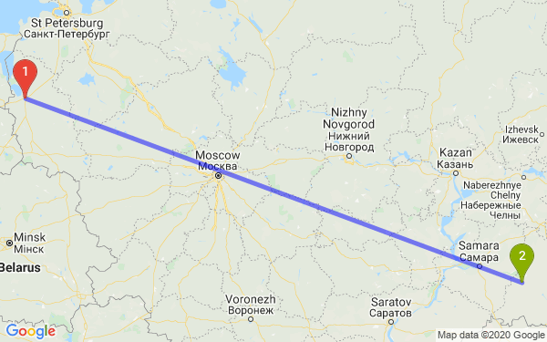 Маршрут из Пскова в Бузулук